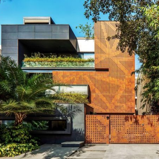 Pagar Tembok dengan Sentuhan Corten Steel