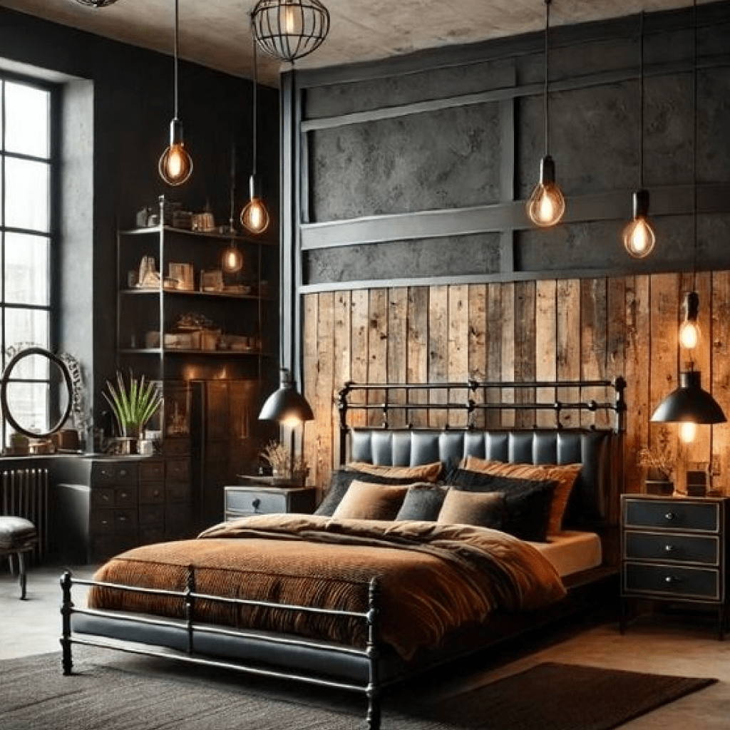 Desain Kamar Industrial Aesthetic