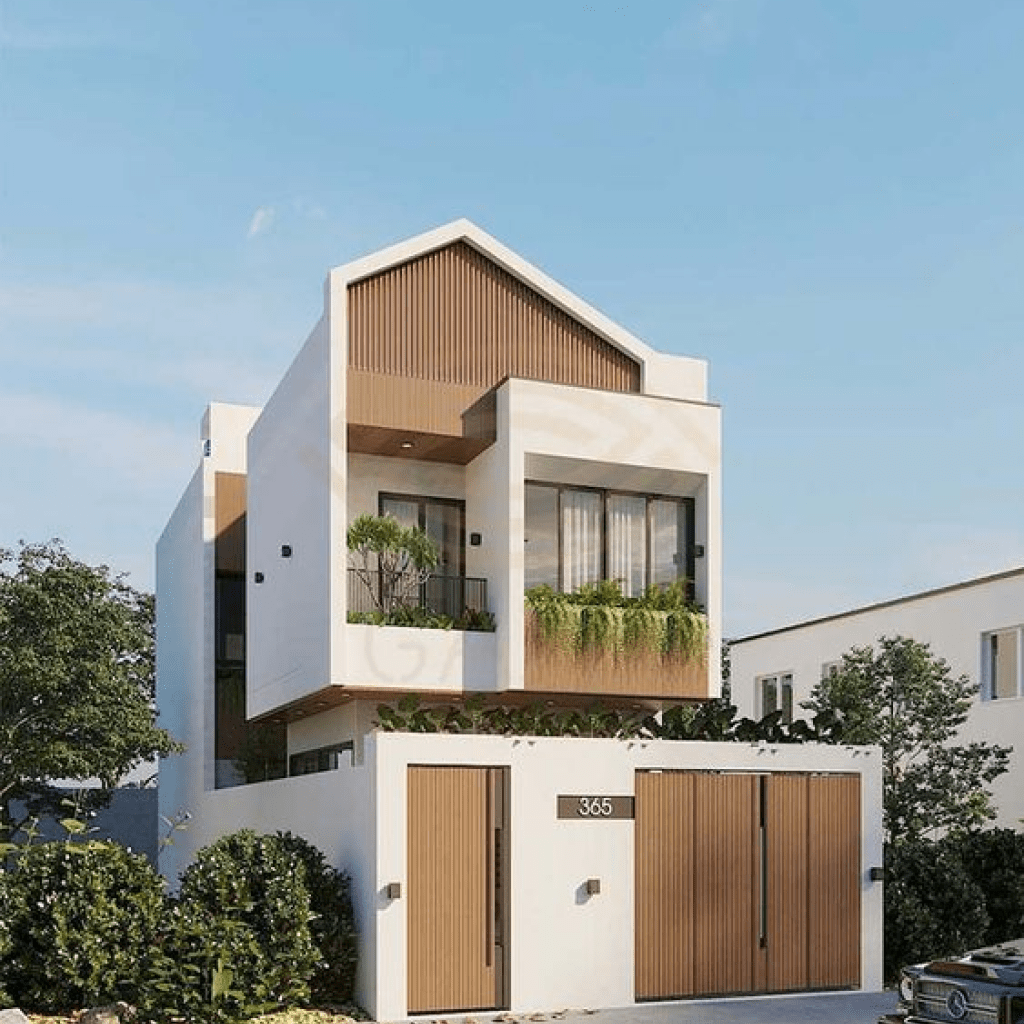 rumah minimalis 2 lantai mewah atap miring
