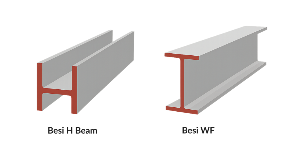 Gambar Sketsa Perbedaan Besi WF dan H Beam