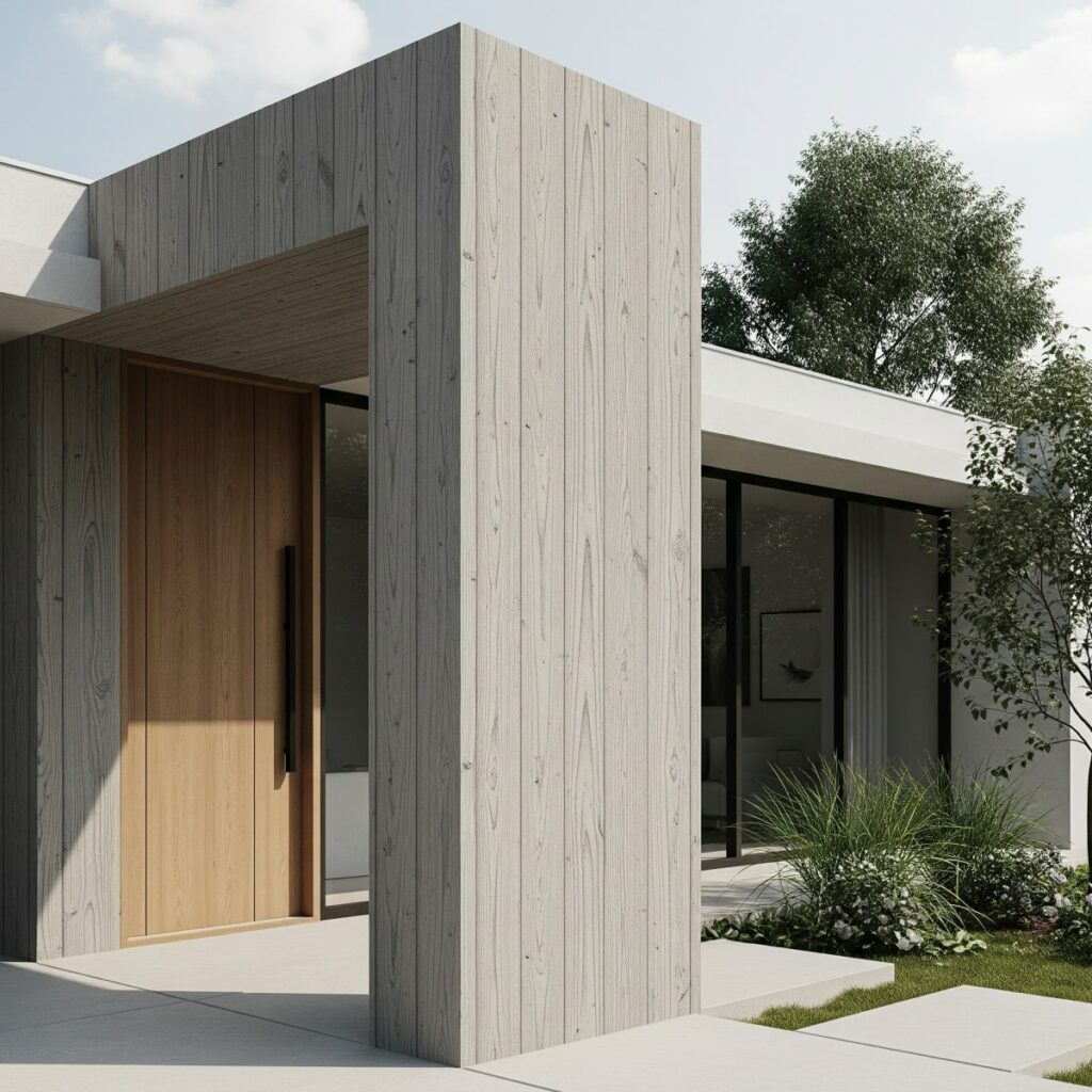 Tiang Beton dengan Cat Motif Gurat Kayu