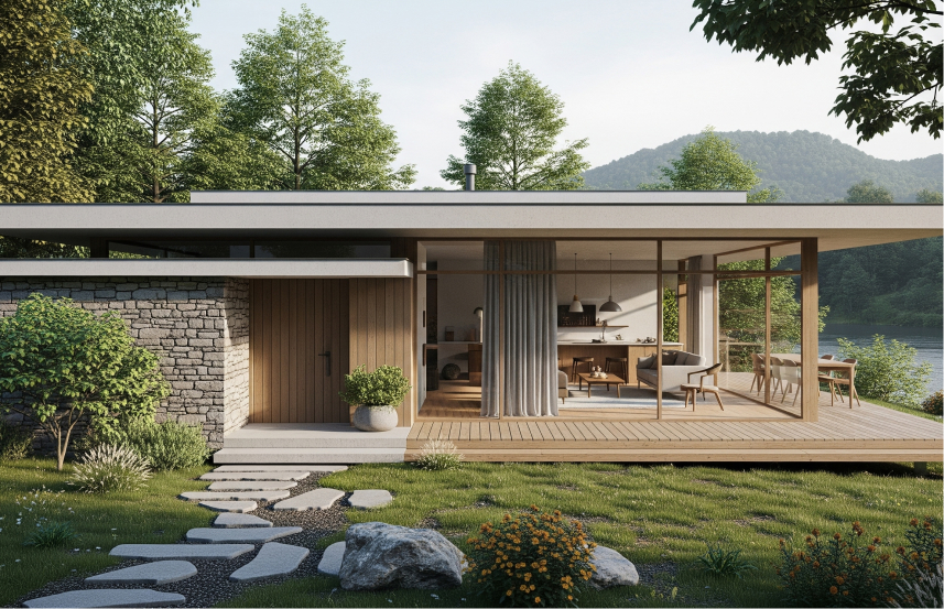 Desain Rumah Desa Sentuhan Modern Minimalis di Tengah Keasrian Alam