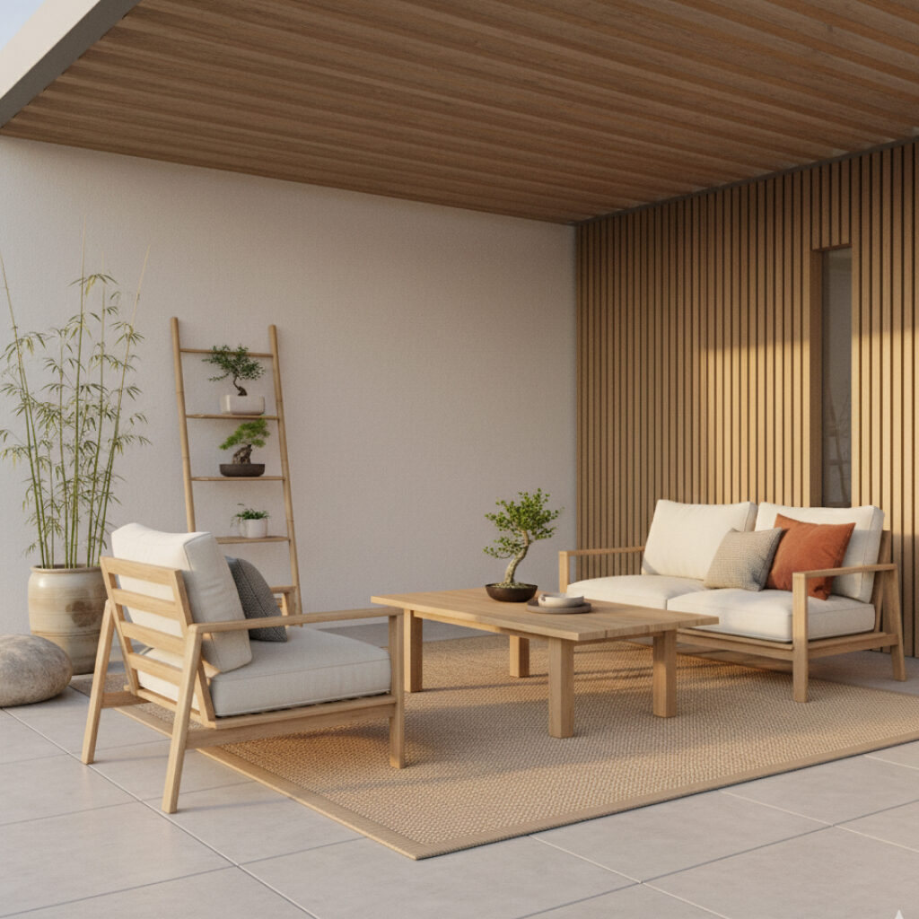 Desain Teras Rumah Minimalis Modern Gaya Japandi (Japanese-Scandinavian)