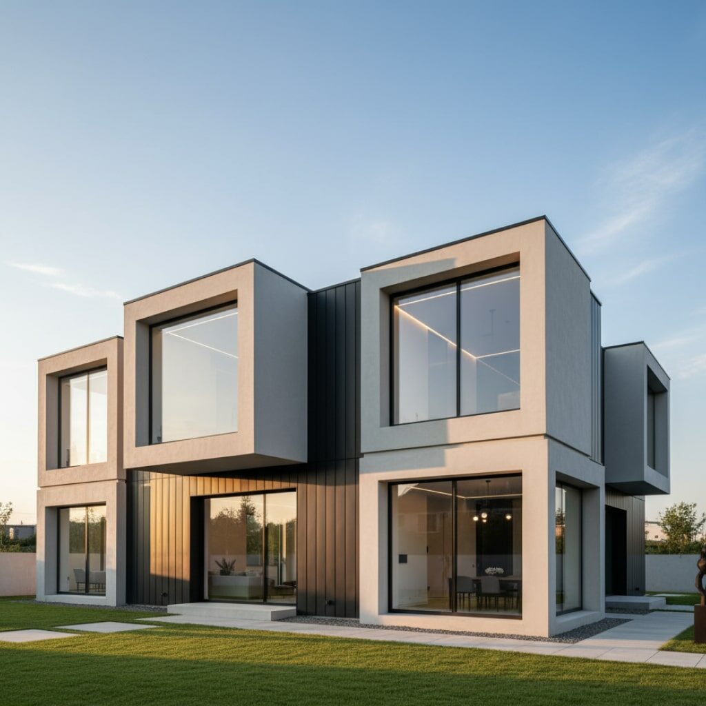 Rumah Tingkat Minimalis Gaya Kubus/Geometris