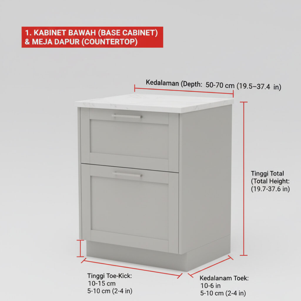 Kabinet Bawah (Base Cabinet) & Meja Dapur (Countertop)
