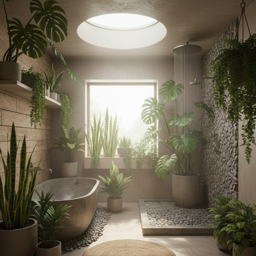 Kamar Mandi Estetik dengan Biophilic & Natural Sanctuary