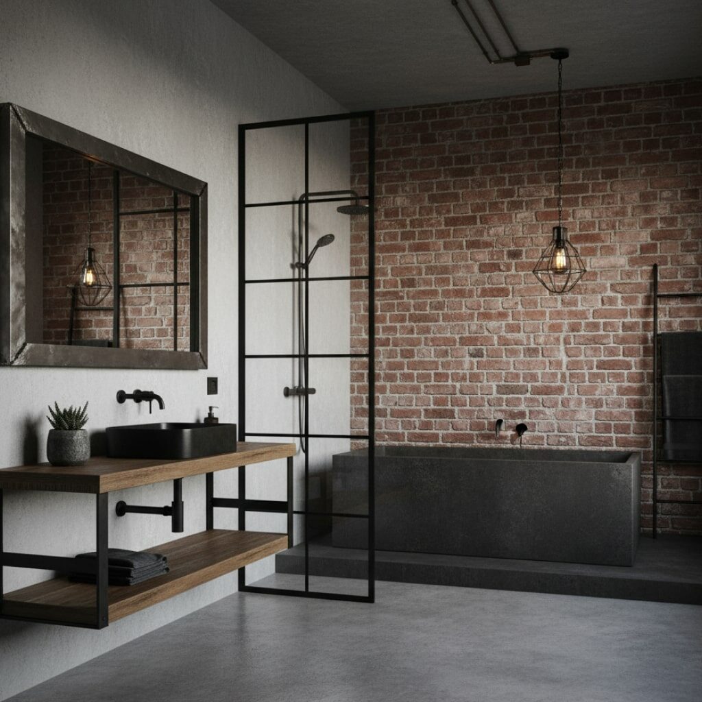 Kamar Mandi Gaya Industrial: Pesona Maskulin dari Material Mentah
