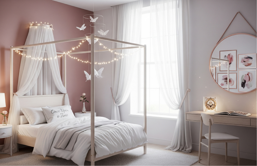 Kamar Tidur Anak Perempuan Aesthetic Negeri Dongeng Modern (Gaya Princess Minimalis)