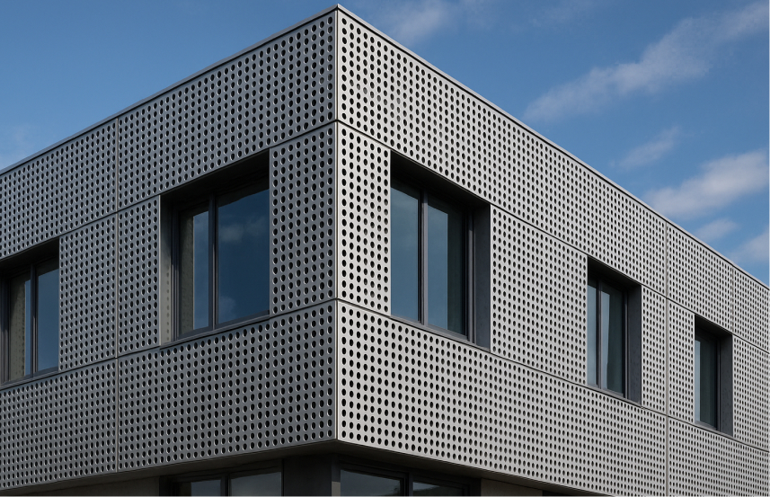 Perforated Metal Facade pada bangunan