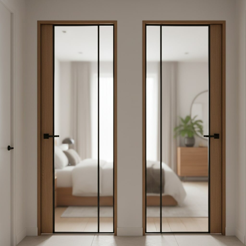 Pintu Kamar Tidur Modern dengan Aksen Kaca (Frosted & Clear)