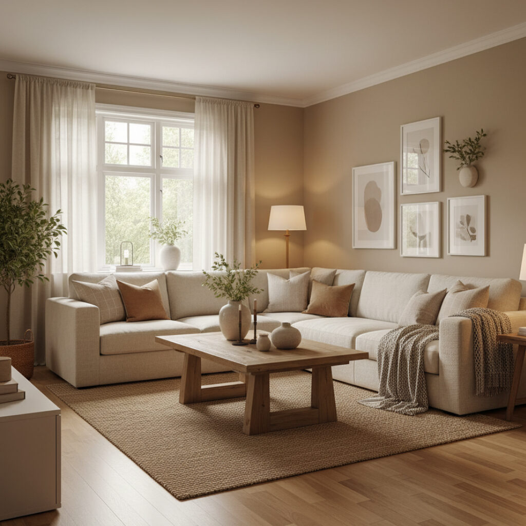 Ruangan dengan Warna Krem & Beige (LRV 70-80)