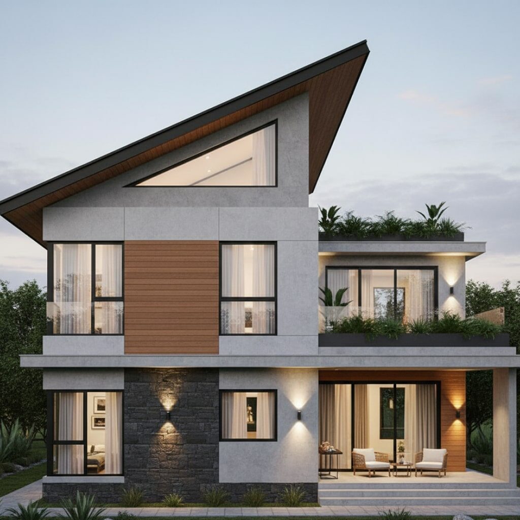 Rumah Desain Atap yang Berkarakter
