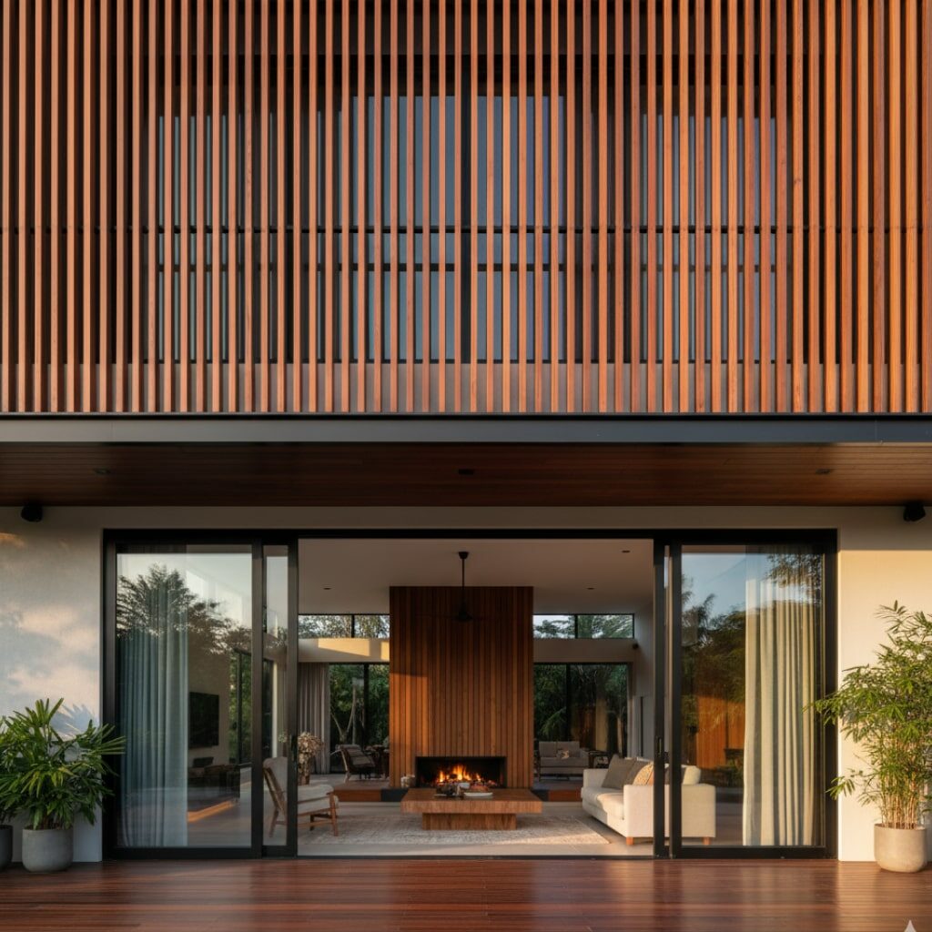 Rumah Mewah Minimalis Sentuhan Hangat Ornamen Kayu