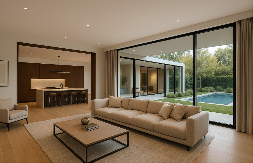 Rumah Mewah Modern Tata Ruang Terbuka (Open-Plan) yang Menyatukan Fungsi