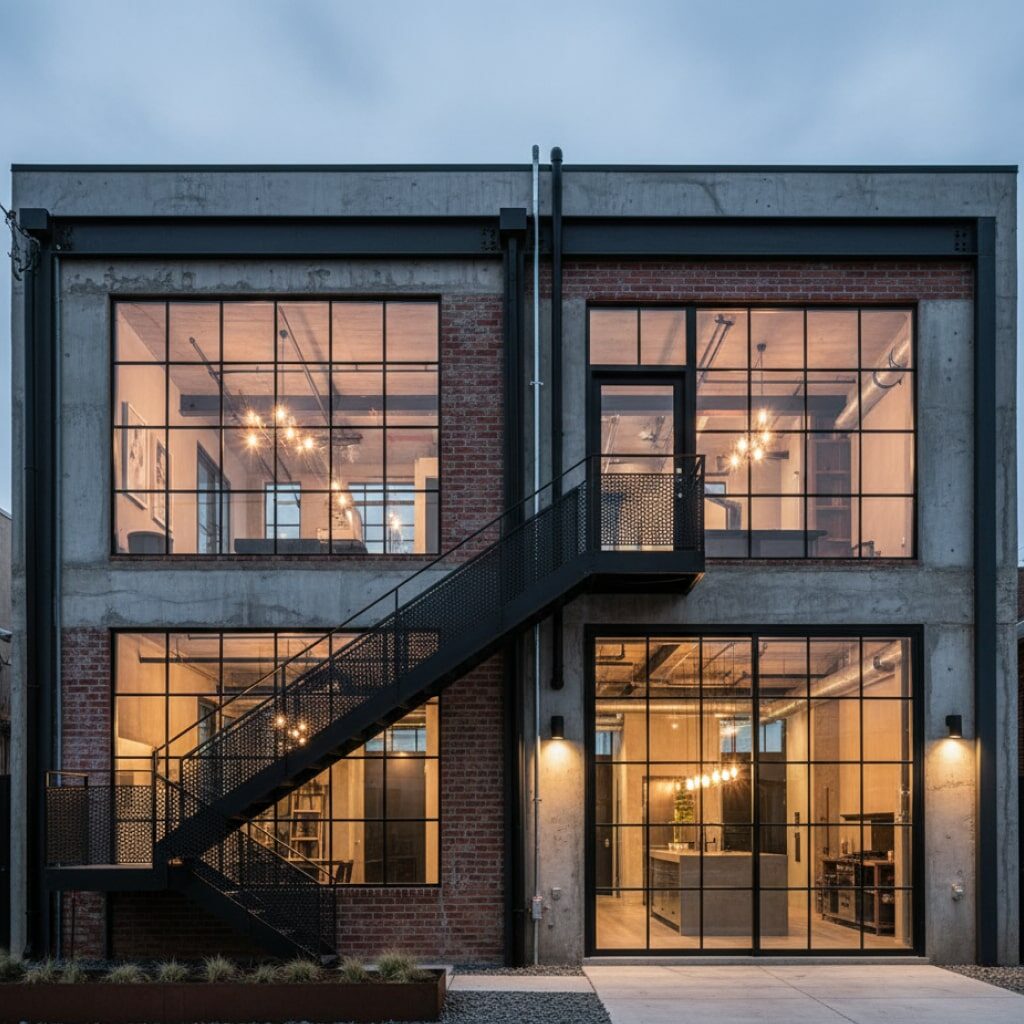 Rumah Tingkat Minimalis Gaya Industrial Modern