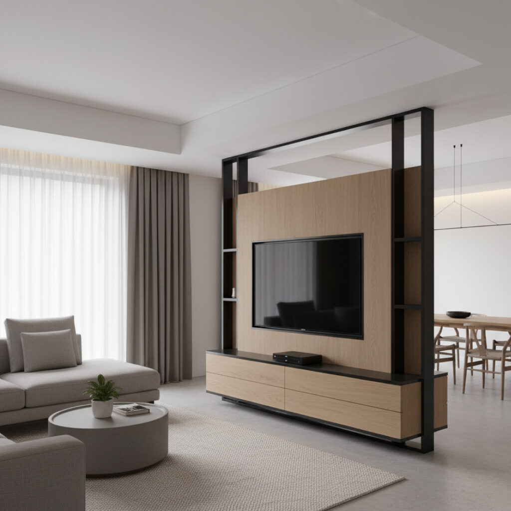 Sekat Ruangan Minimalis Modern Partisi Rak TV