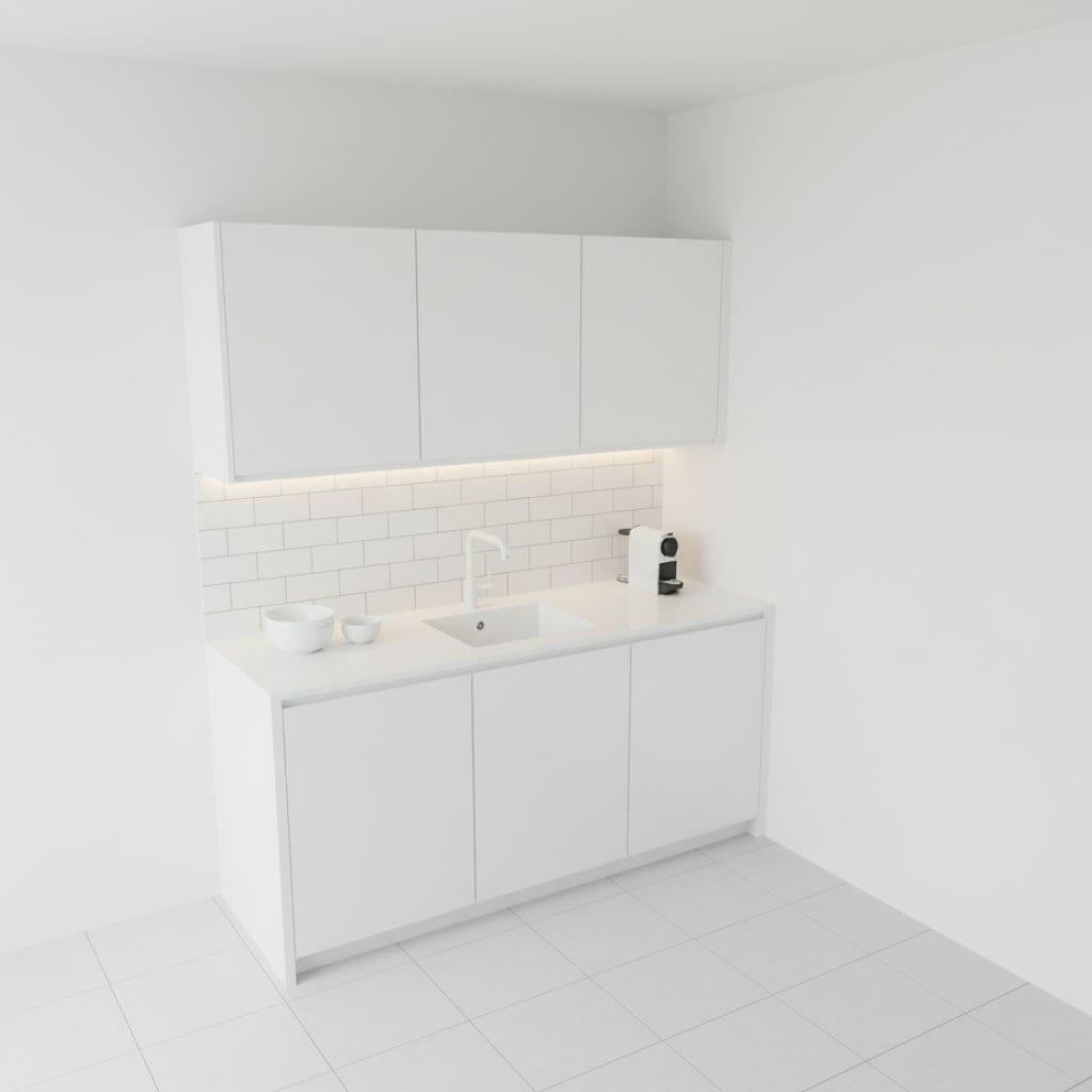 Desain Dapur Minimalis 2x2 Gaya Monokrom Serba Putih