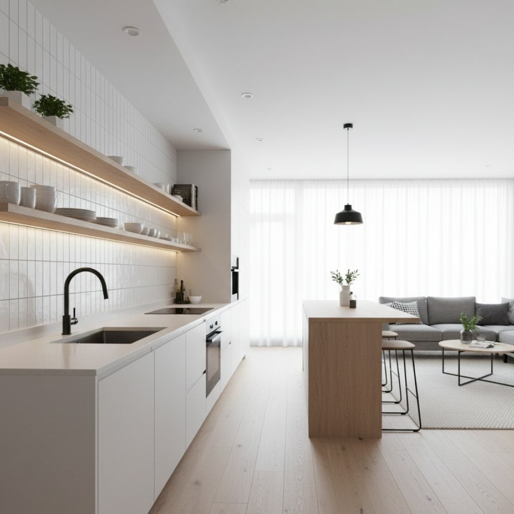Desain Dapur Minimalis 2x2 Konsep Terbuka (Open-Concept)
