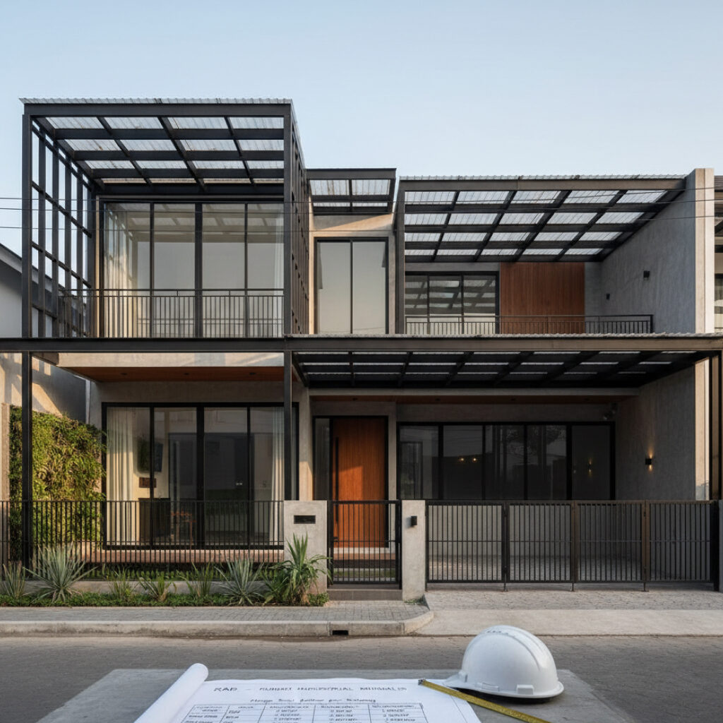 Desain Rumah Industrial dengan Sentuhan Besi Hollow