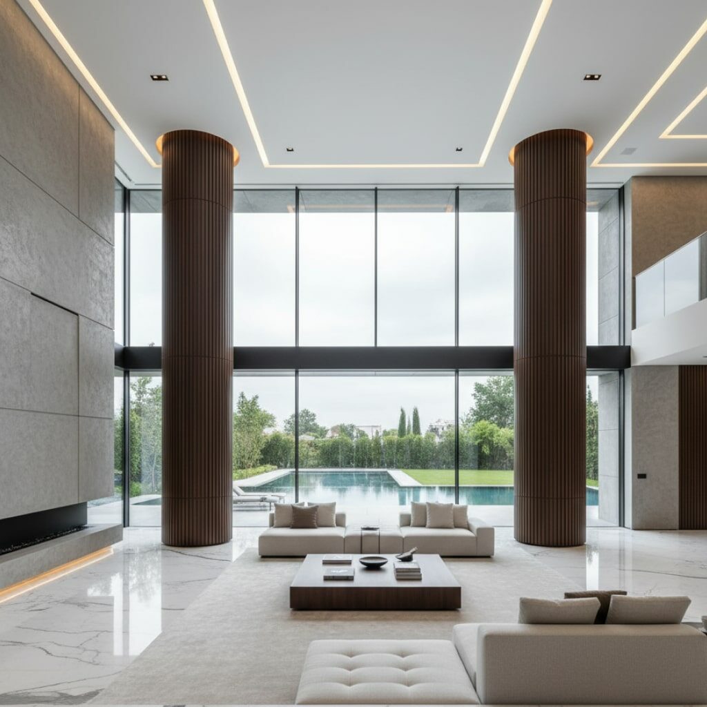 Hunian Mewah dengan Pilar sebagai Aksen Kekuatan dan Estetika