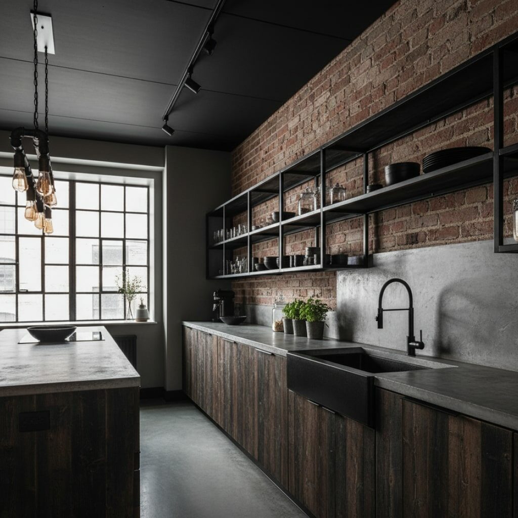 Lemari Dapur Gaya Industrial Chic