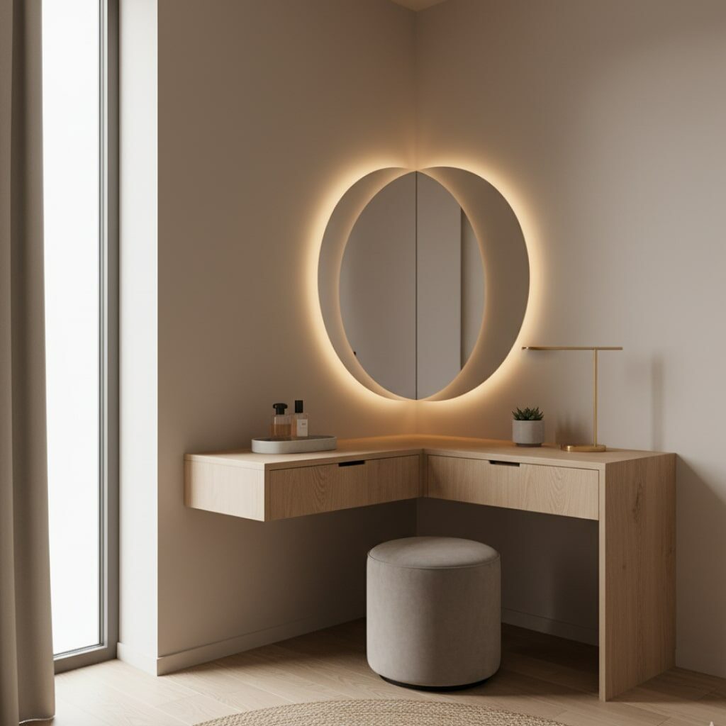 Meja Rias Minimalis Sudut (Corner Vanity)