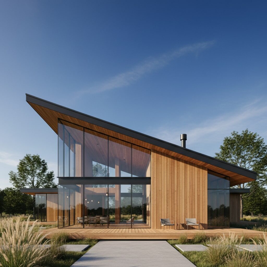Rumah Atap Miring ke Belakang