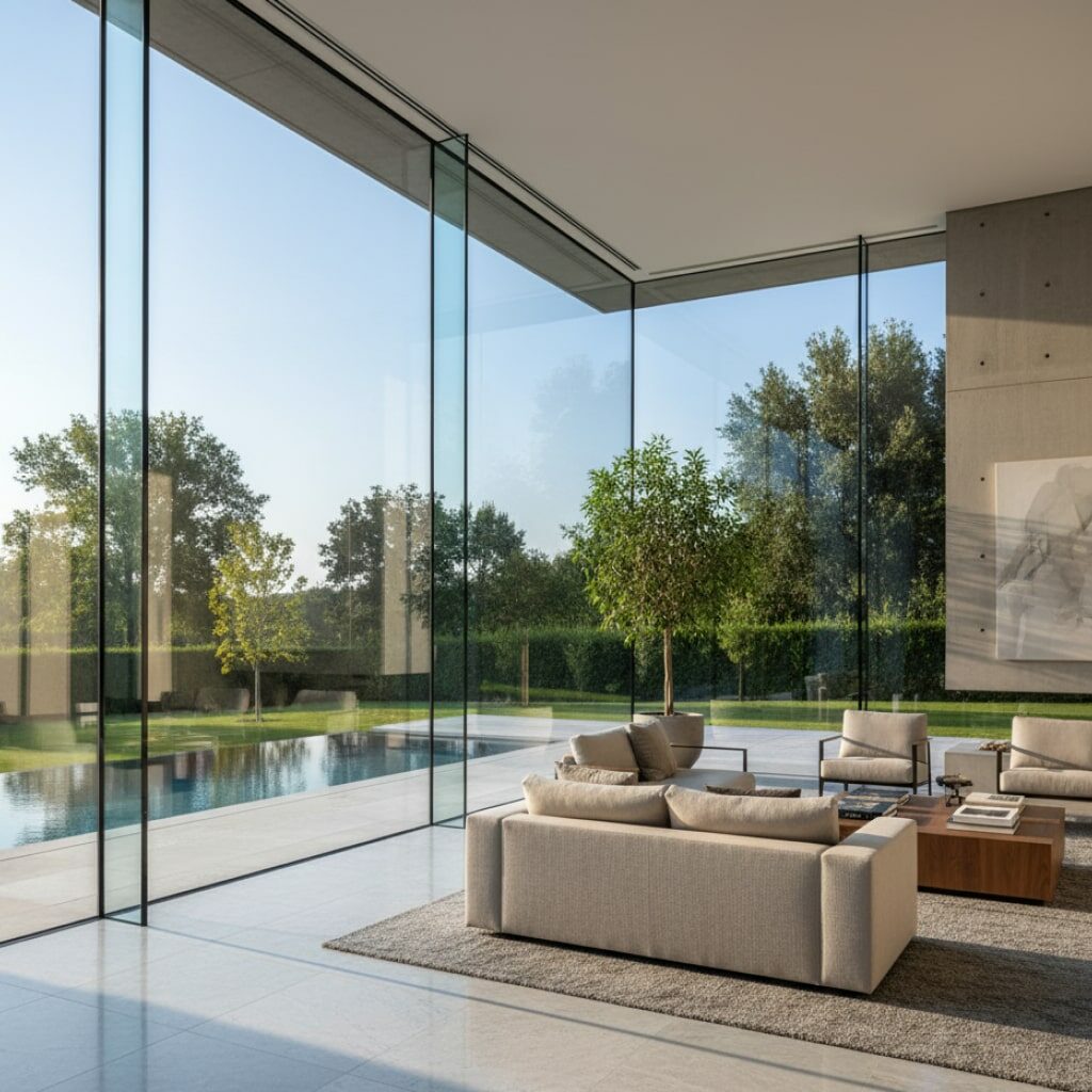 Rumah Mewah dengan Jendela Kaca Masif