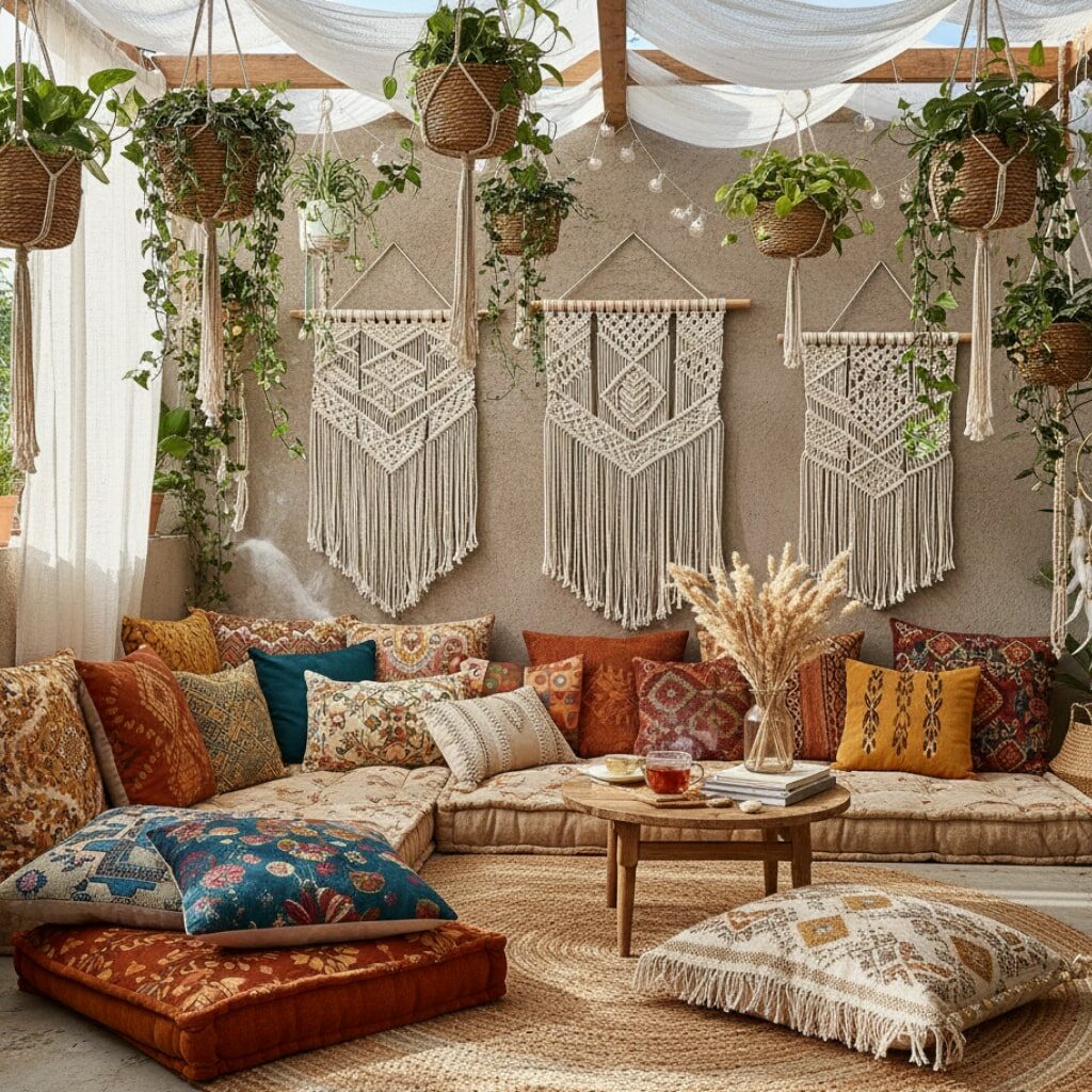 Teras Rumah Cantik Gaya Bohemian (Boho) yang Hangat