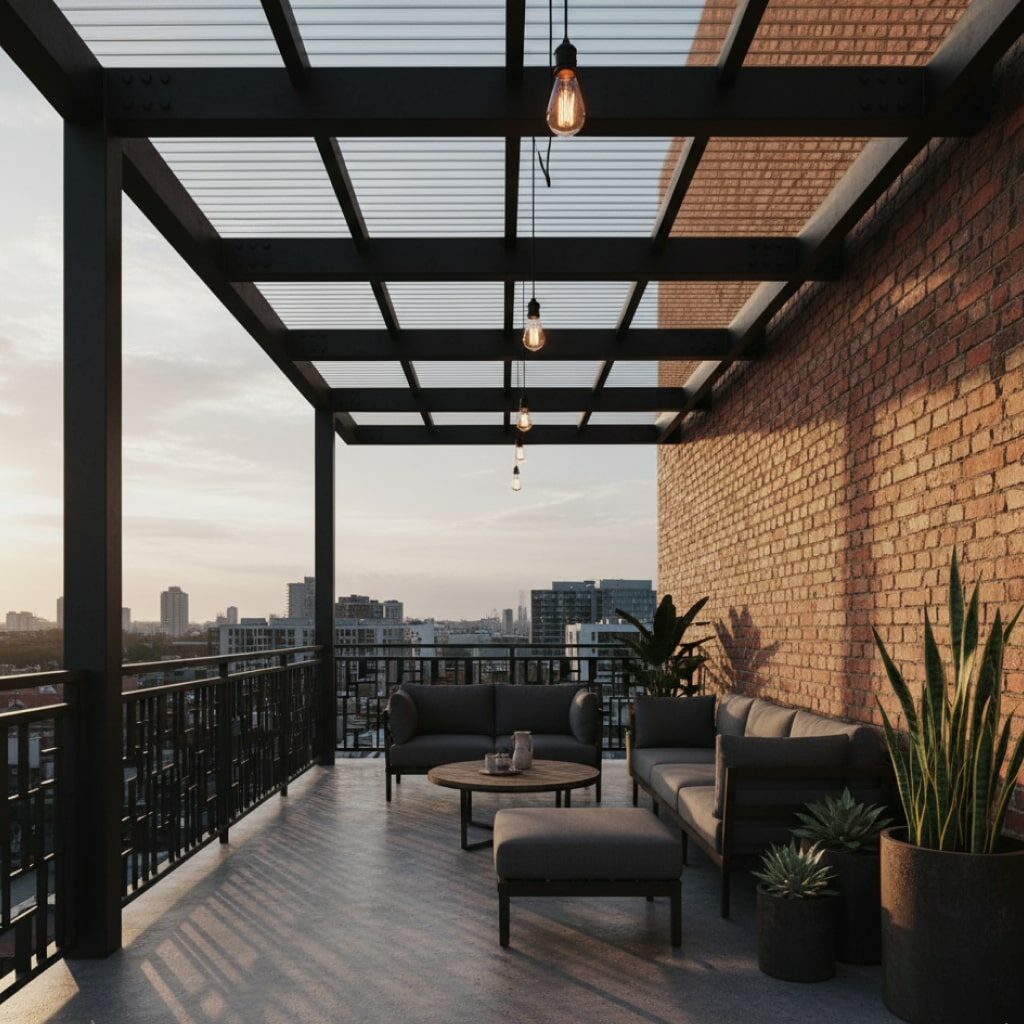 Teras Rumah Cantik Gaya Industrial Kontemporer