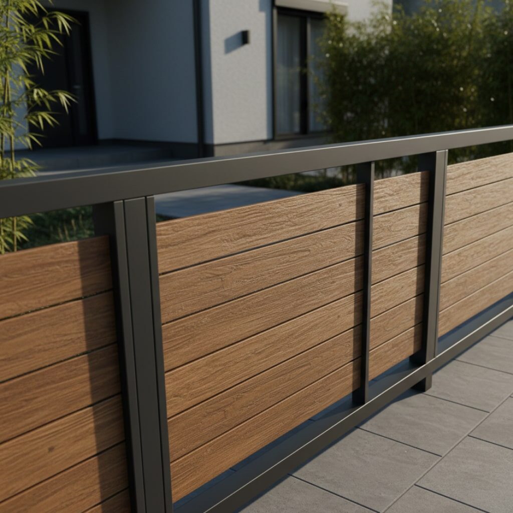 Pagar Kombinasi Material (Wood Look Aesthetic)