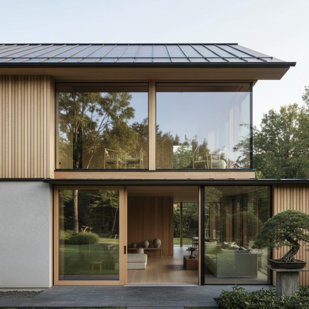 Rumah Modern Jendela Kaca Besar & Pintu Geser