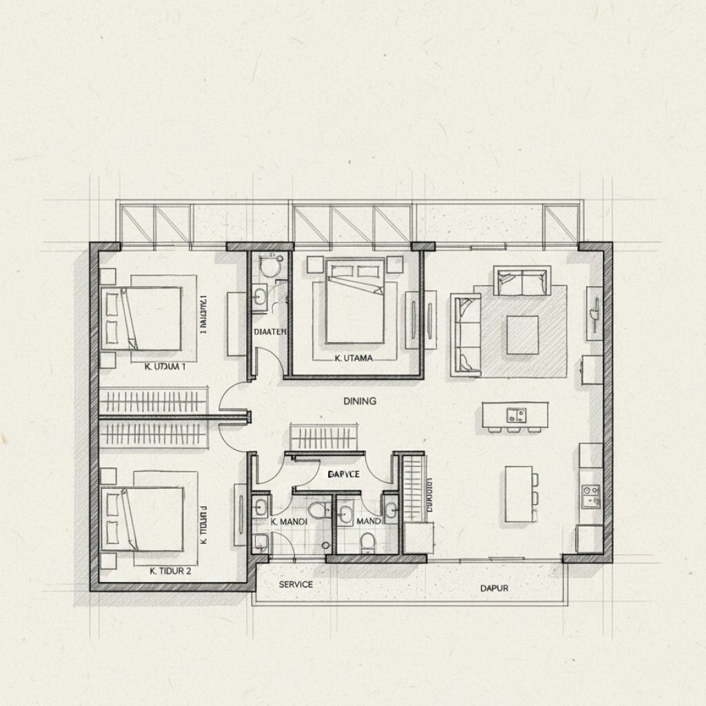 Sketsa Gambar Rumah Berdasarkan Kebutuhan Ruang