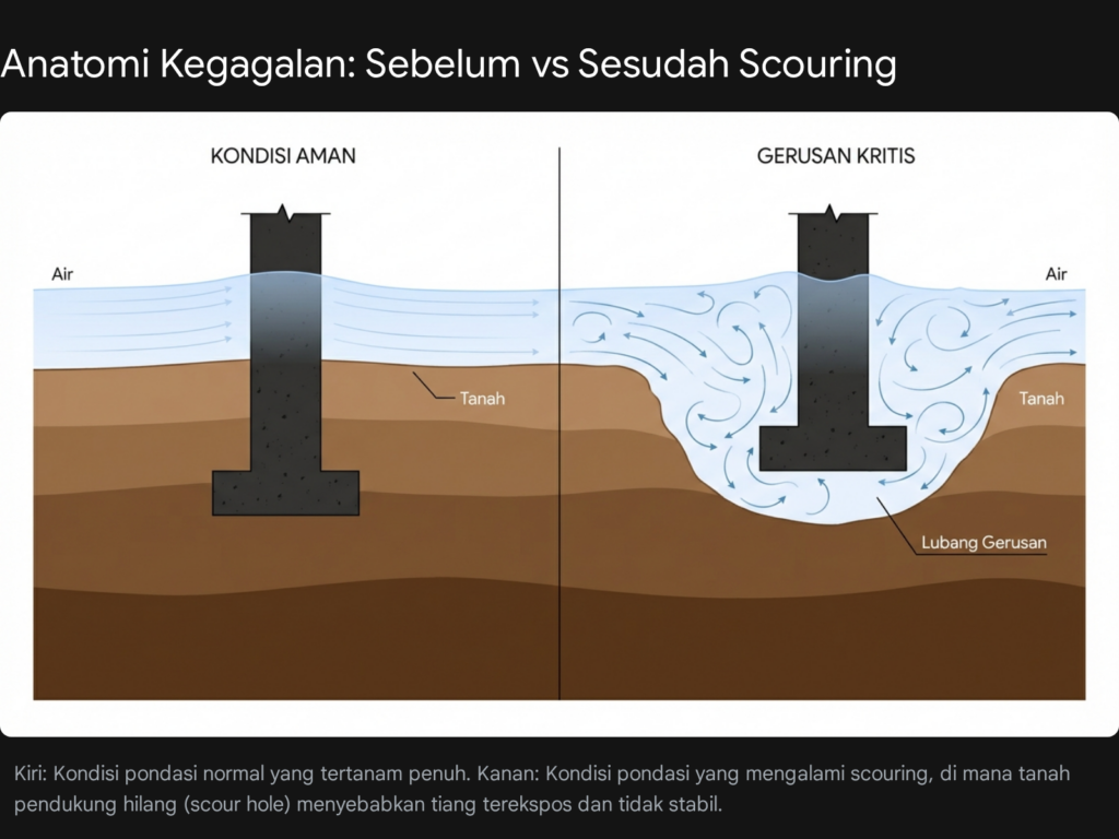 Kondisi Pondasi Sebelum vs Sesudah Scouring