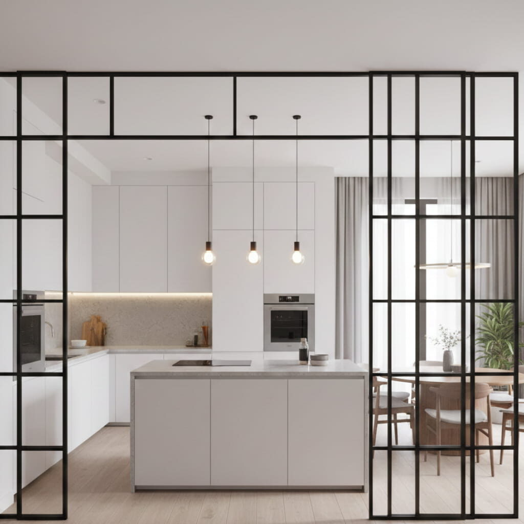 Dapur Minimalis Modern Kaca dan Besi