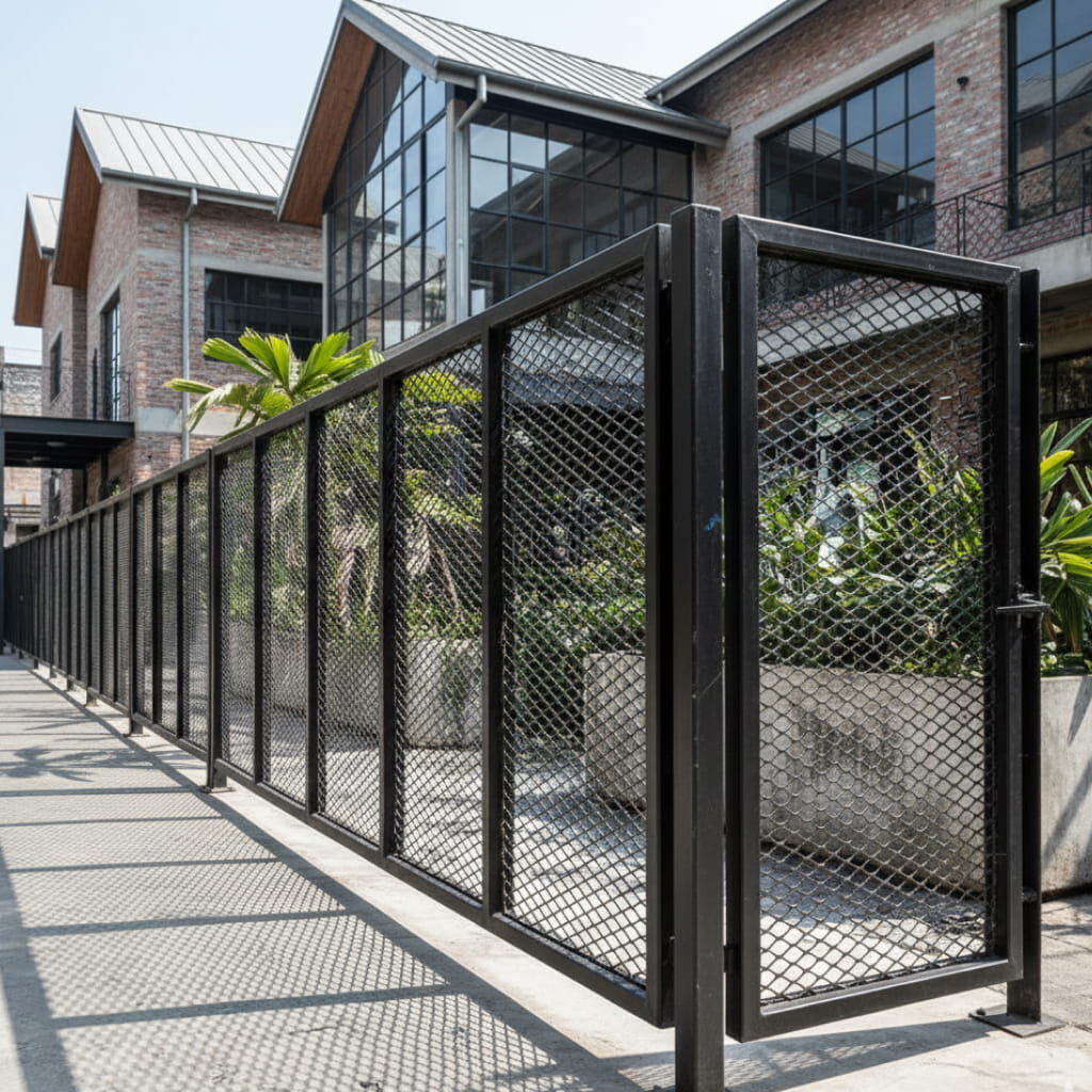 Pagar Besi Hollow Unik Industrial Modern dan Expanded Metal