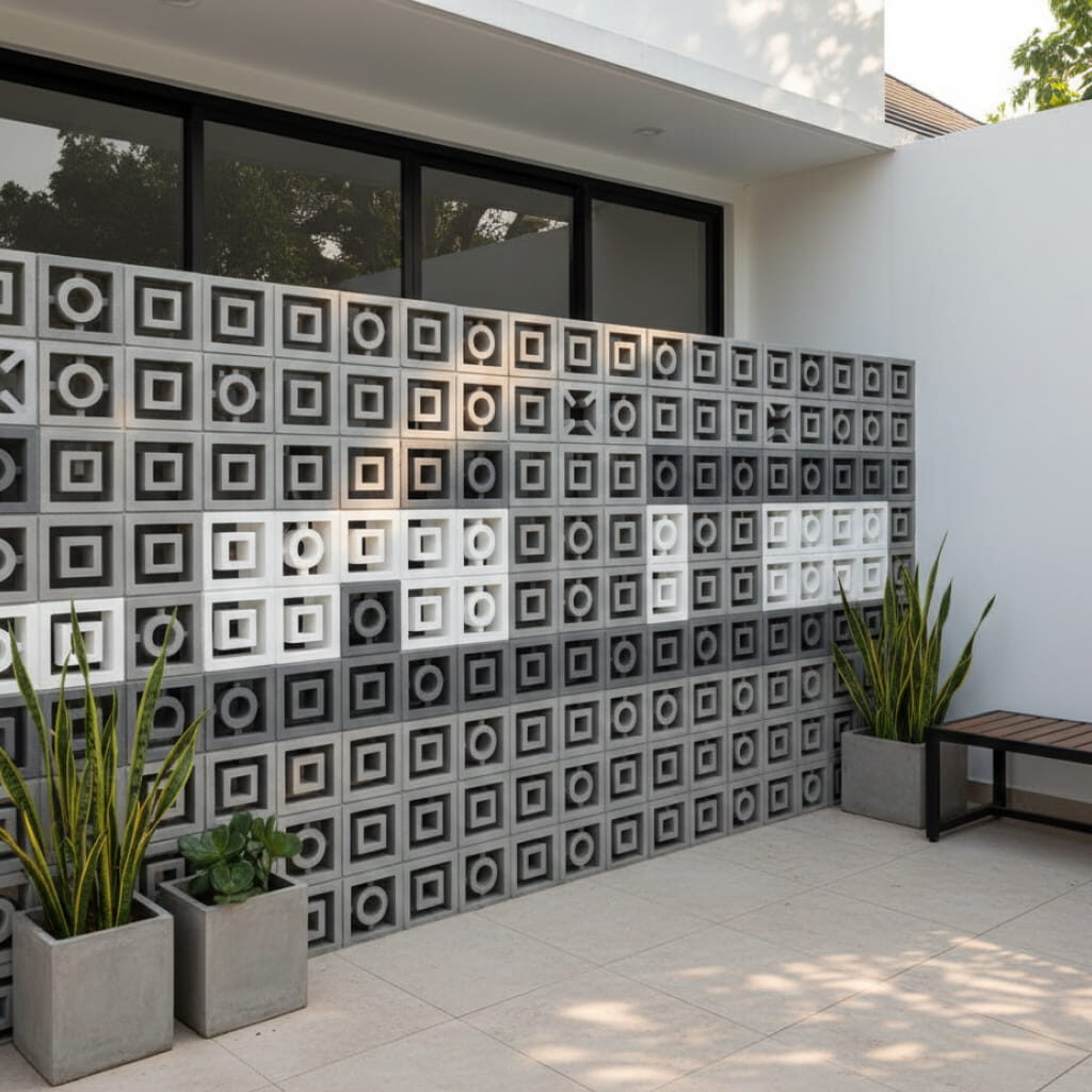 Pagar Roster Dinding Teras Desain Geometris Minimalis