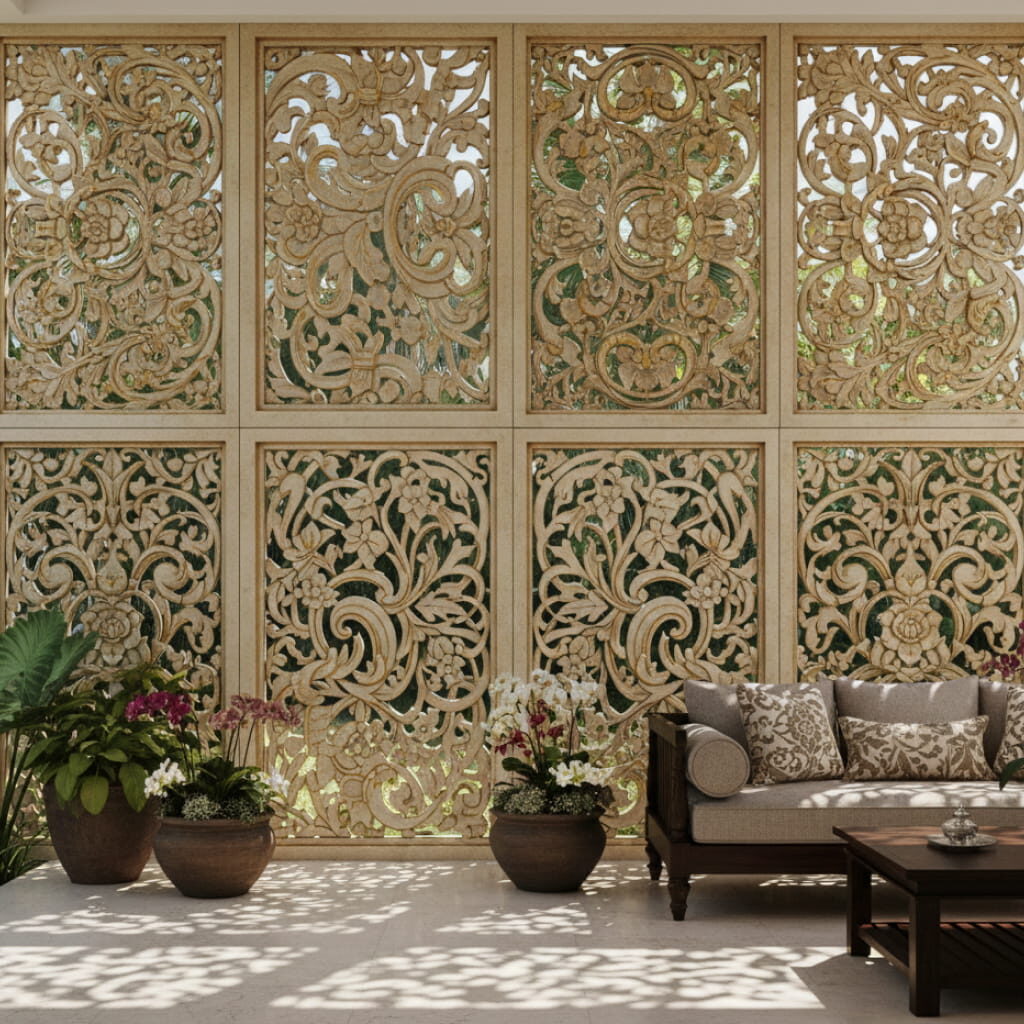 Pagar Roster Dinding Teras Pola Artistik dan Abstrak