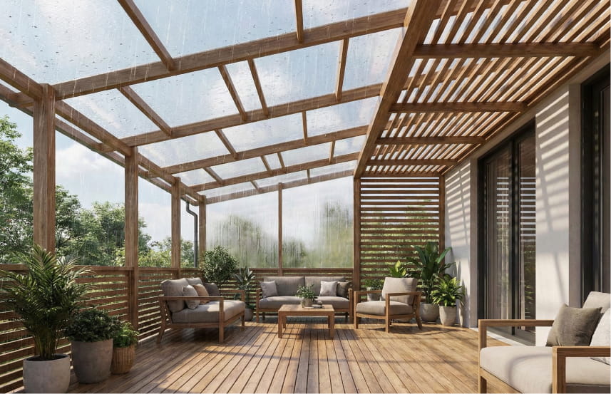 Atap Transparan dengan Kisi-kisi