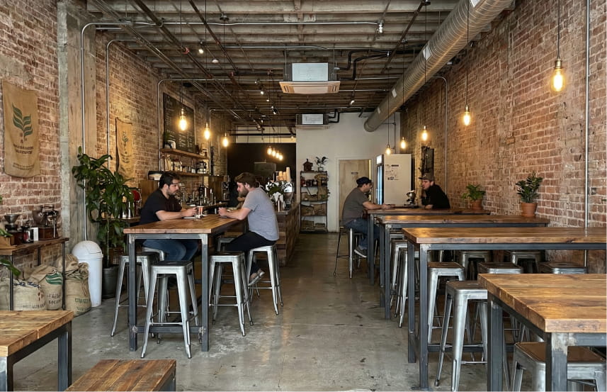 Desain Coffee Shop Industrial Rustic Industrial