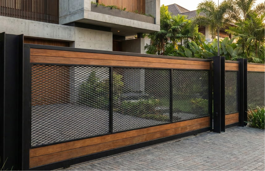 Desain Pagar Expanded Minimalis dengan Pola Diamond Klasik