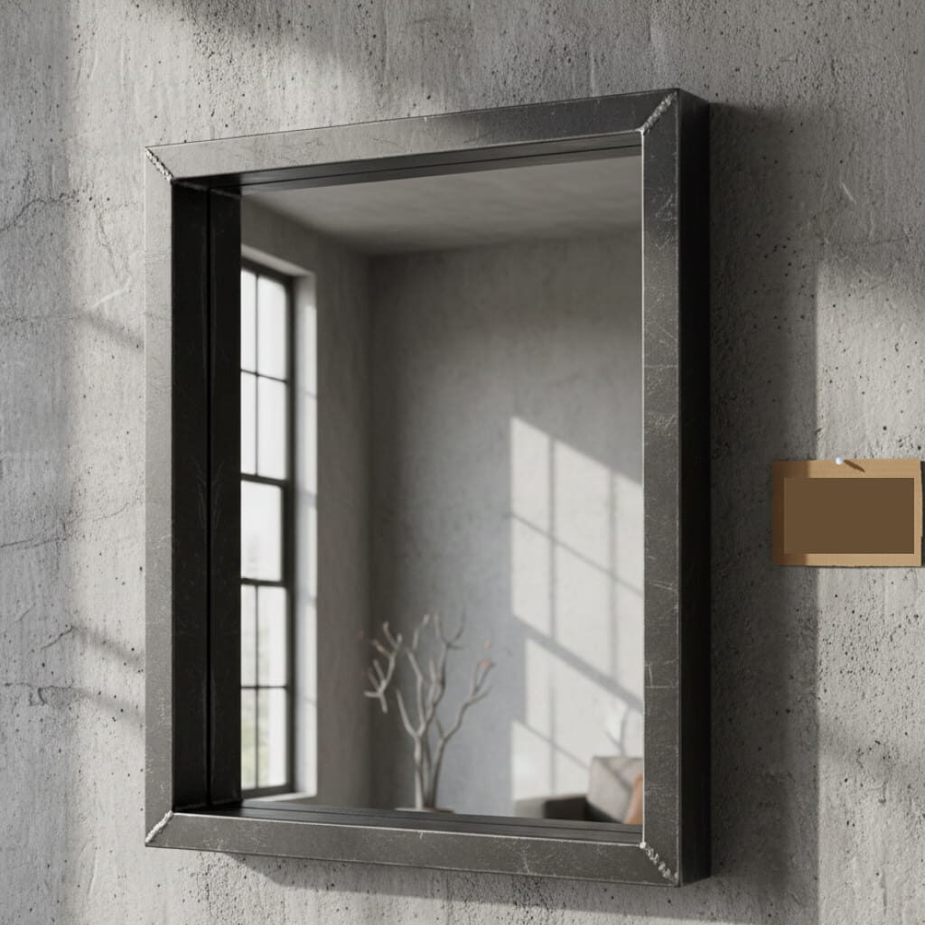 Furniture Industrial Bingkai Cermin Artistik dengan Sentuhan Rustic