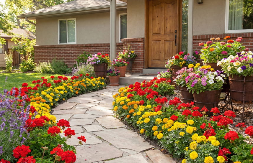 Menata Taman Depan Rumah Sederhana dengan Bunga Berwarna-warni