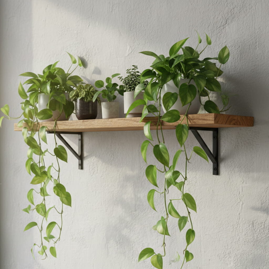 Rak Dinding "Floating" dengan Penyangga Siku