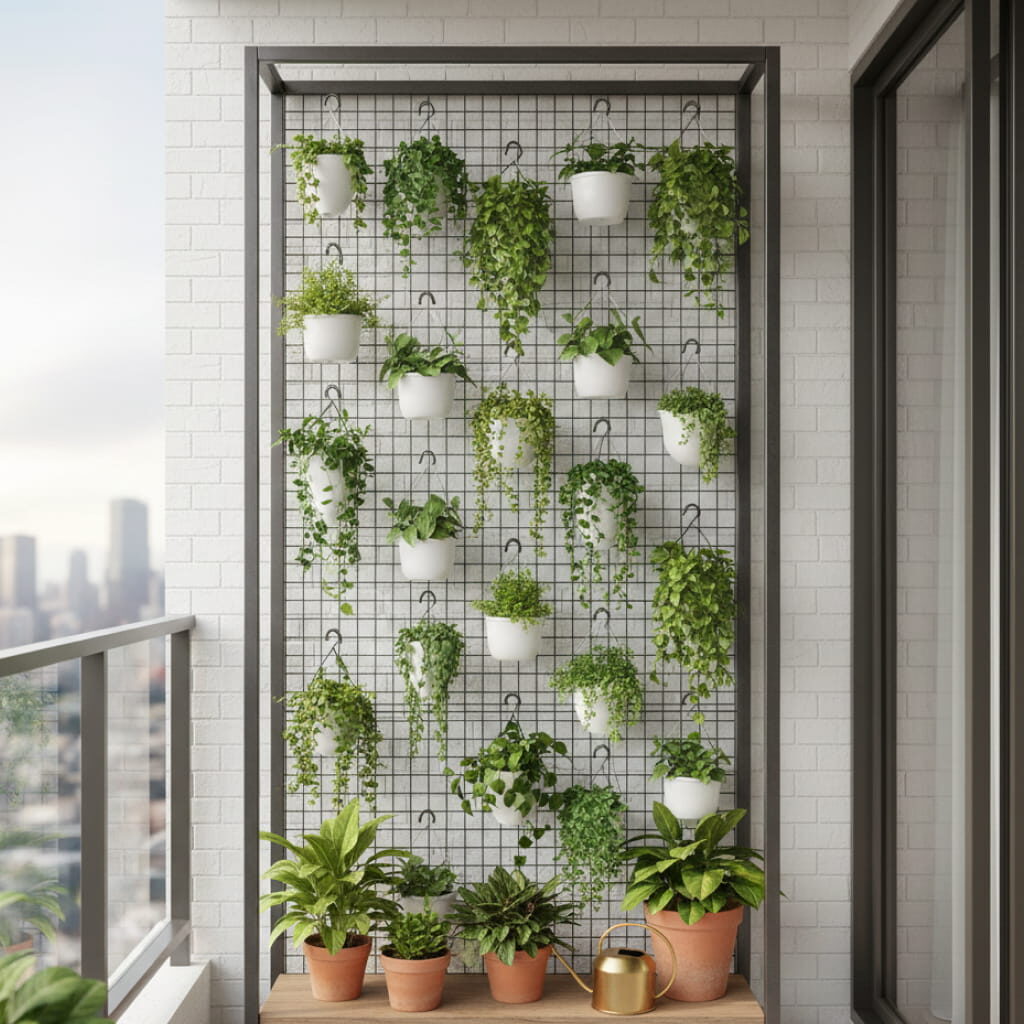 Rak Tanaman Vertikal dengan Panel Kawat