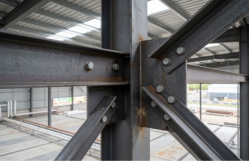 Diagram distribusi beban pada struktur rangka atap besi siku