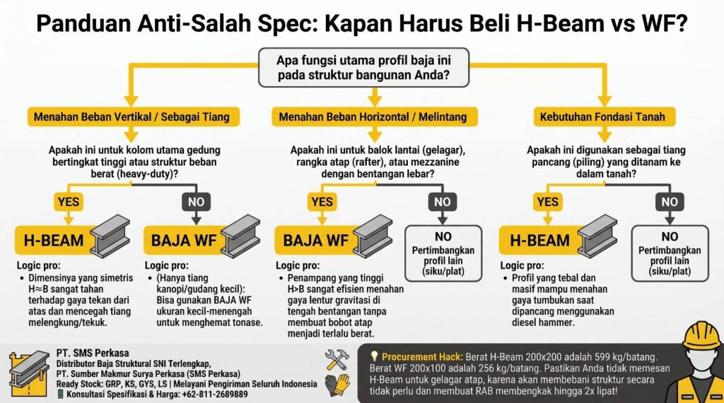 infografis h beam vs wf